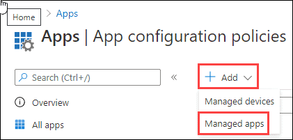 Create Managed Apps App Configuration Policy (ACP) 