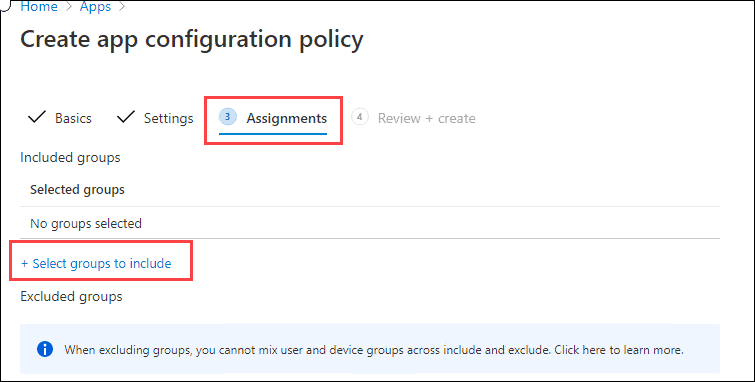 Create Managed Apps App Configuration Policy (ACP) 
