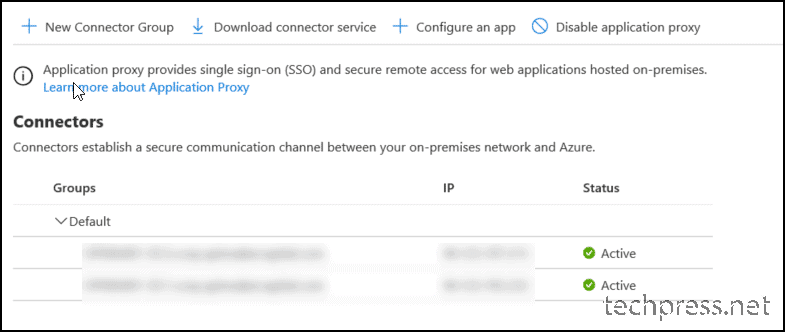 Azure Application Proxy Connector Status