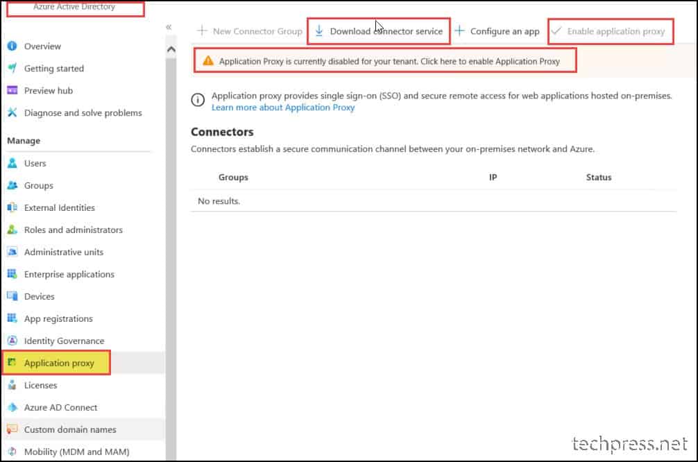 Installation of Azure Application Proxy Connector
