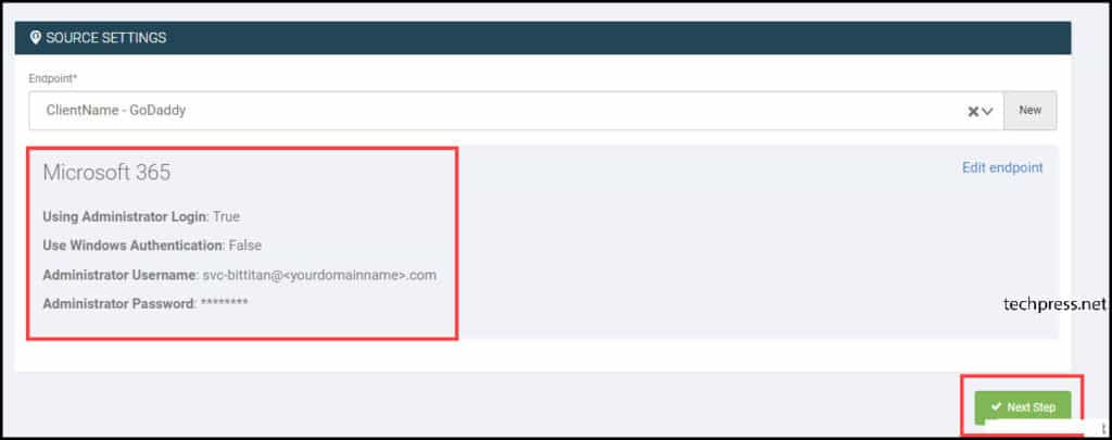 Create Bittitan Migration Project Mailbox Project Type
