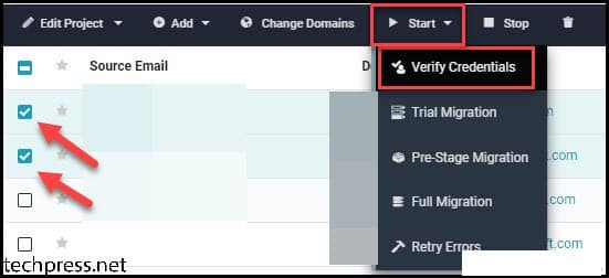 Migrationwiz Project Verify Credentials