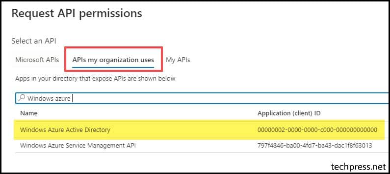 APIs my organization uses - Windows Azure Active Directory