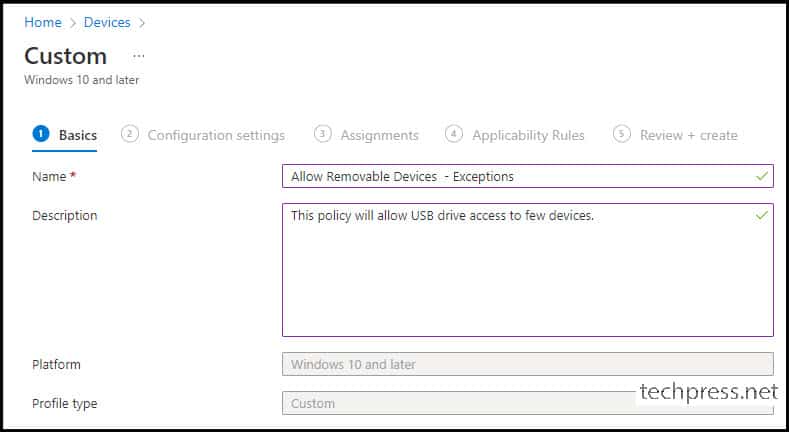 Intune USB Drive Block Policy Exclusions