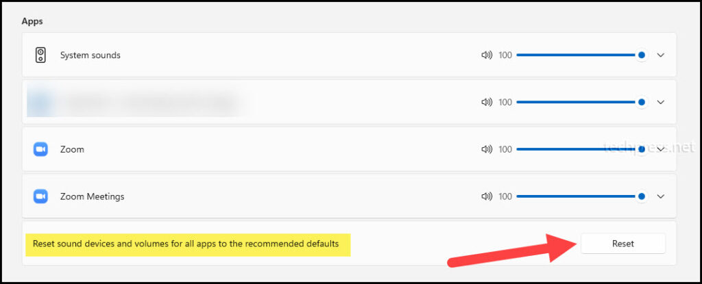 Reset sound devices and volume for all apps to Default
