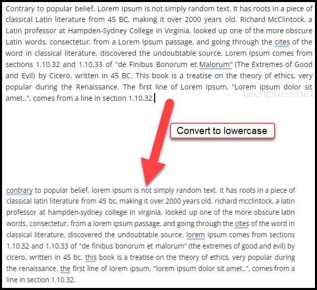 Convert text to lower case in Google Docs