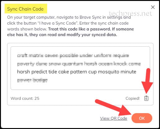 Brave Browser - Sync Chain Code