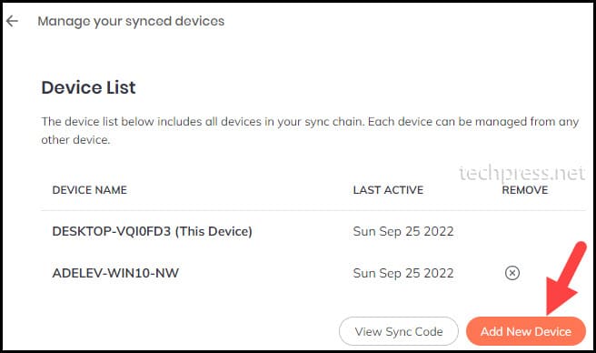 Brave Browser - Add new device in the Synced device list