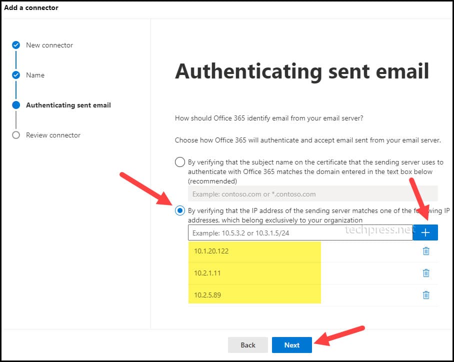 Add Printer IP Addresses in Authenticating sent email 