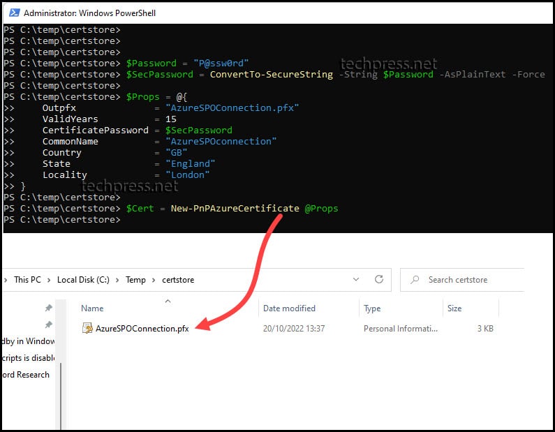 Create a Self Signed certificate Sharepoint Online Powershell