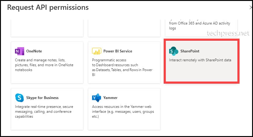 Request API Permissions for Sharepoint Online in Azure Active Directory