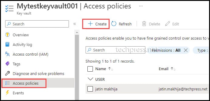 Assign Get / List permission to the service principal in Azure Keyvault