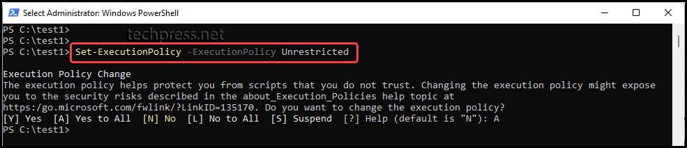 Set-ExecutionPolicy -ExecutionPolicy Unrestricted
