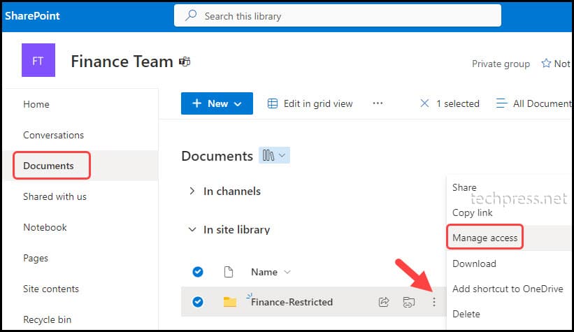 Sharepoint Online Manage Access restrictions of a folder