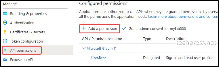 API Permissions mail.send