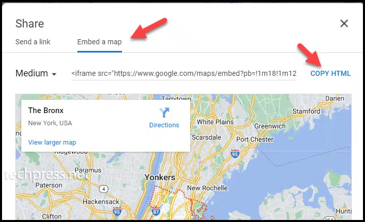 Embed Google Maps county line