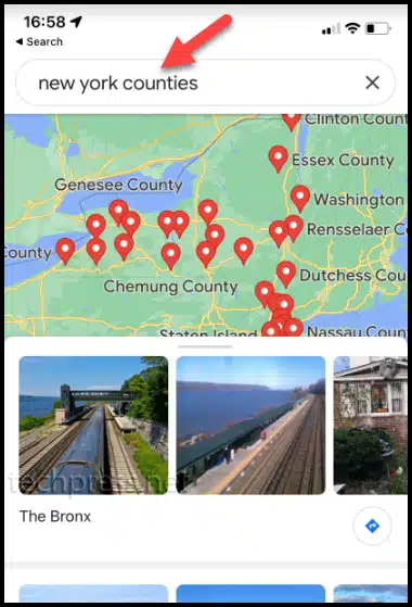How to view county lines in Google maps on a mobile device
