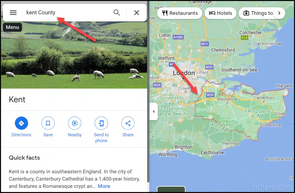 How to view County Lines of United Kingdom (UK) on Google maps