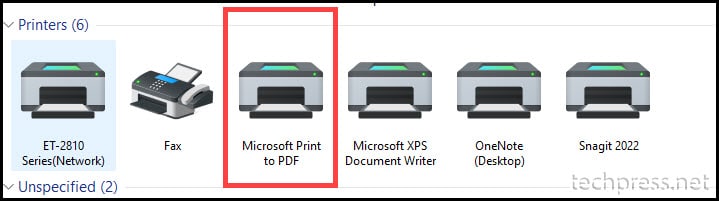 Microsoft Print to PDF Printer