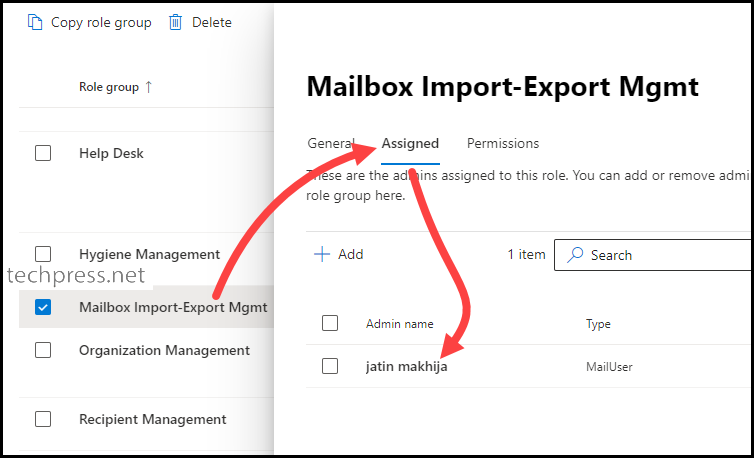 Add admin user to Mailbox Import-Export role group
