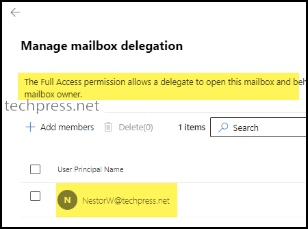 Manage Mailbox Delegation in Exchange Admin Center