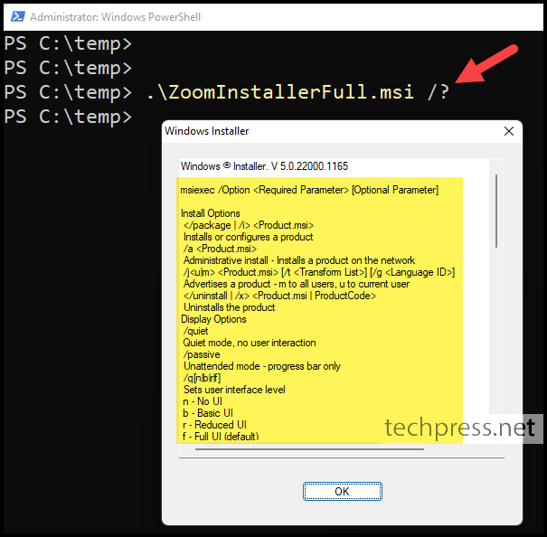 How to find MSI Installer command line parameters / switches